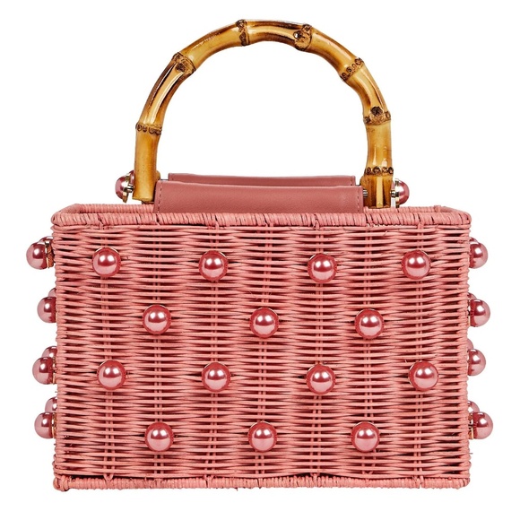 NWT BTB Los Angeles Chloe Pearly Rattan Box Top-Handle Bag - Picture 2 of 8